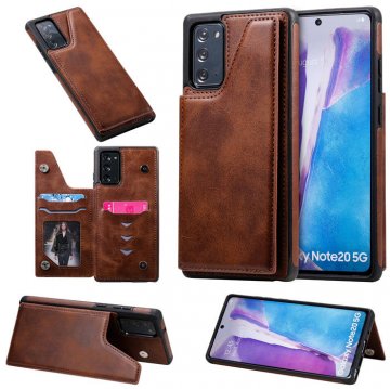 Samsung Galaxy Note 20 Luxury Leather Magnetic Card Slots Stand Cover Coffee