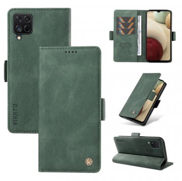 YIKATU Samsung Galaxy A12 5G Skin-touch Wallet Kickstand Case Green
