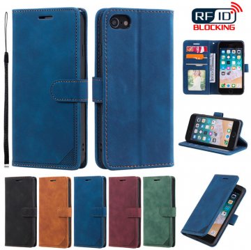 iPhone 7/8/SE 2020 Wallet RFID Blocking Kickstand Case Blue