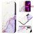 Marble Pattern Motorola G Pure Wallet Stand Case White Purple