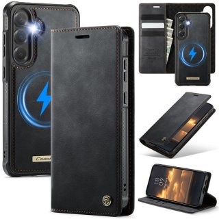 CaseMe Samsung Galaxy S24 2-in-1 Magnetic Wallet Case – Wireless Charging & RFID Blocking Black