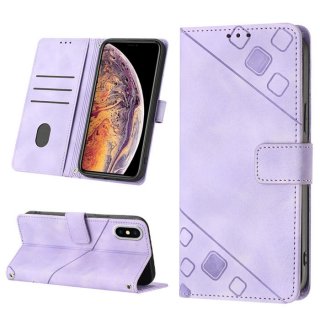 Skin-friendly iPhone XS Max Wallet Stand Case with Wrist Strap Purple