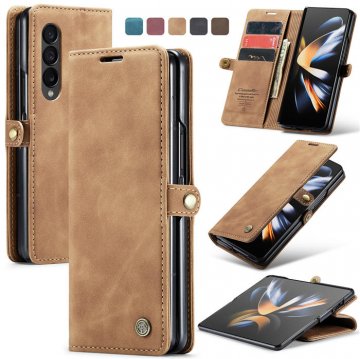 CaseMe Samsung Galaxy Z Fold4 Wallet Kickstand Magnetic Case Brown