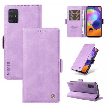 YIKATU Samsung Galaxy A71 4G Skin-touch Wallet Kickstand Case Purple