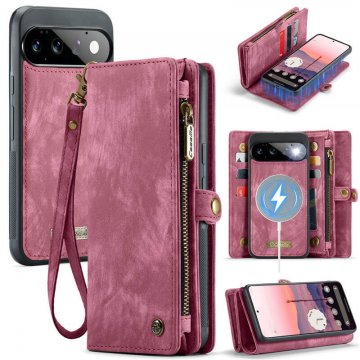 CaseMe Google Pixel 11/Pixel 11 Pro 2-in-1 Magnetic Wallet Case with Wrist Strap, RFID-blocking & Wireless Charging Red