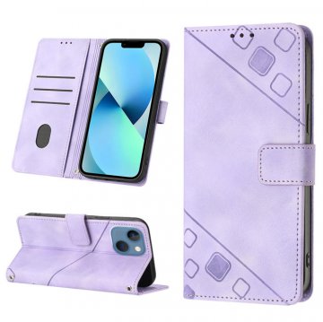 Skin-friendly iPhone 14 Wallet Stand Case with Wrist Strap Purple