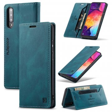 Autspace Samsung Galaxy A50 Wallet Kickstand Magnetic Case Blue