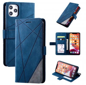 iPhone 11 Pro Max Wallet Splicing Kickstand Leather Case Blue