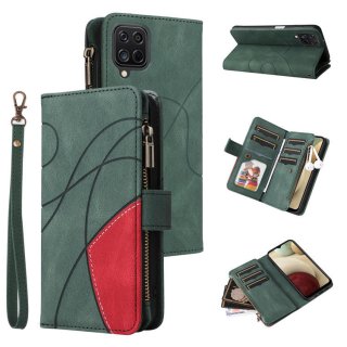 Samsung Galaxy A12 5G Zipper Wallet Magnetic Stand Case Green