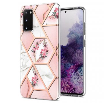 Samsung Galaxy S20 Flower Pattern Marble Electroplating TPU Case Pink