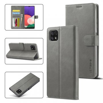 LC.IMEEKE Samsung Galaxy A22 5G Wallet Magnetic Stand Case Gray
