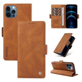 YIKATU iPhone 13 Pro Max Skin-touch Wallet Kickstand Case Brown