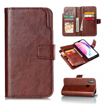 Huawei P20 Lite Wallet 9 Card Slots Stand Leather Case Brown