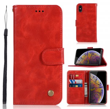iPhone XS Max Premium Vintage Wallet Kickstand Case Red