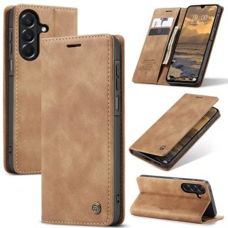 CaseMe Samsung Galaxy A27 Wallet Magnetic Suede Leather Case Brown