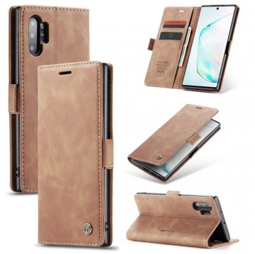 CaseMe Samsung Galaxy Note 10 Plus Wallet Stand Magnetic Case Brown