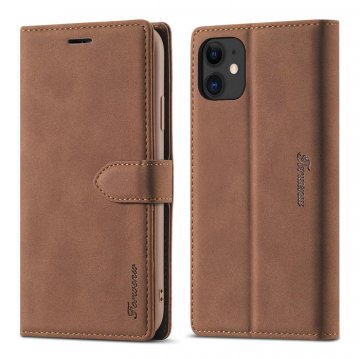 Forwenw iPhone 11 Wallet Magnetic Kickstand Case Brown