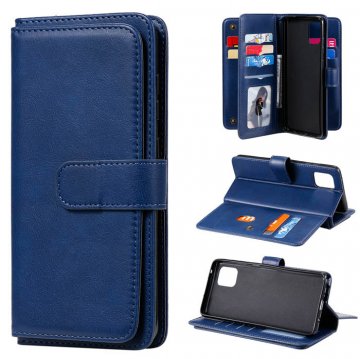 Samsung Galaxy A81/Note 10 Lite Multi-function 10 Card Slots Wallet Case Dark Blue