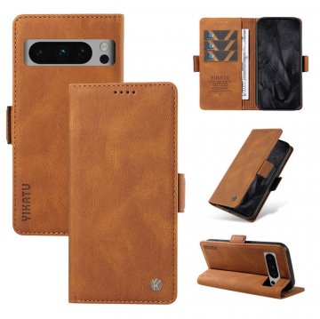 YIKATU Google Pixel 8 Pro Skin-touch Wallet Kickstand Case Brown