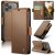 CaseMe iPhone 17 Pro Max Wallet RFID Blocking Magnetic Buckle Case Brown