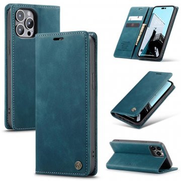 CaseMe Wallet Luxury Retro Suede Leather Phone Case Blue
