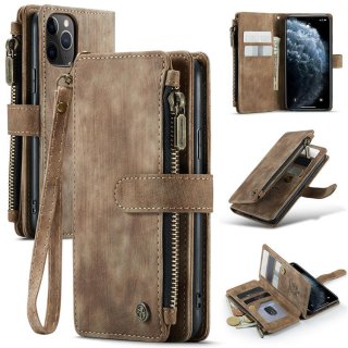 CaseMe iPhone 11 Pro Wallet Kickstand Retro Leather Case Coffee