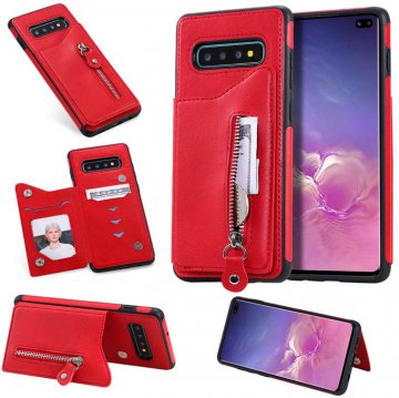 Samsung Galaxy S10 Plus Wallet Magnetic Shockproof Cover Red