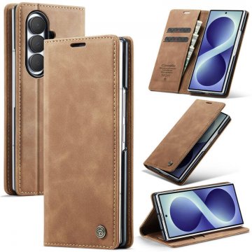 CaseMe Samsung Galaxy Z Fold8 Ultra Suede Leather Wallet Case Brown
