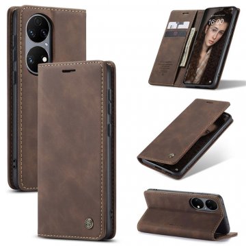 CaseMe Huawei P50 Wallet Kickstand Magnetic Flip Case Coffee