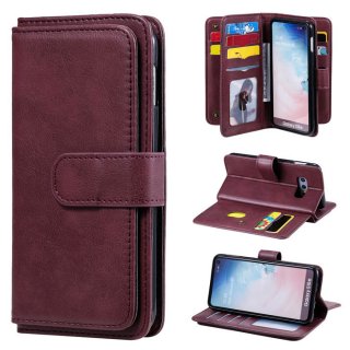 Samsung Galaxy S10e Multi-function 10 Card Slots Wallet Case Claret