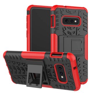 Samsung Galaxy S10e Hybrid Rugged PC + TPU Kickstand Case Red