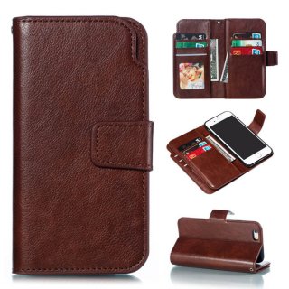 iPhone 6 Plus/6s Plus Wallet 9 Card Slots Stand Leather Case Brown