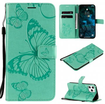 iPhone 12 Pro Max Embossed Butterfly Wallet Magnetic Stand Case Green