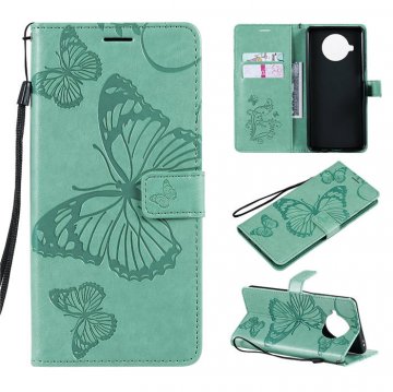 Xiaomi Mi 10T Lite Embossed Butterfly Wallet Magnetic Stand Case Green
