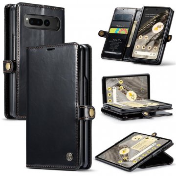 CaseMe Google Pixel Fold Wallet Magnetic Luxury Leather Case Black