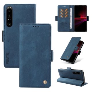 YIKATU Sony Xperia 1 III Skin-touch Wallet Kickstand Case Blue