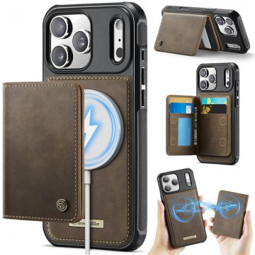 CaseMe iPhone 17 Pro 2-in-1 Detachable Magnetic Wallet Case with RFID Blocking, Card Holder & MagSafe Compatible - Coffee