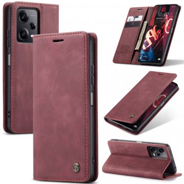 CaseMe Xiaomi POCO X5 Pro 5G Wallet Magnetic Suede Leather Case Red