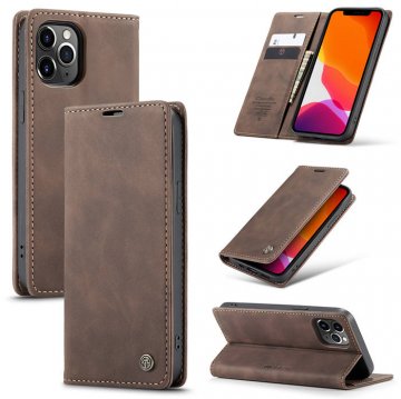 CaseMe iPhone 12 Pro Wallet Kickstand Magnetic Flip Case Coffee