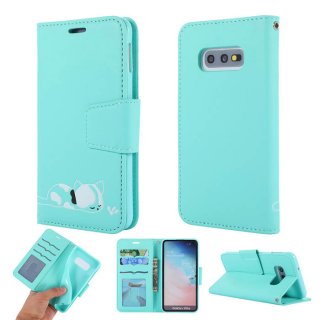 Samsung Galaxy S10e Cat Pattern Wallet Magnetic Stand Case Mint