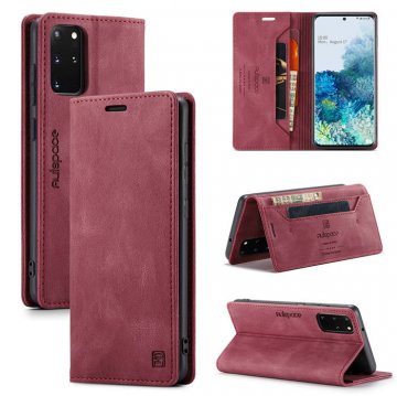 Autspace Samsung Galaxy S20 Plus Wallet Kickstand Magnetic Case Red