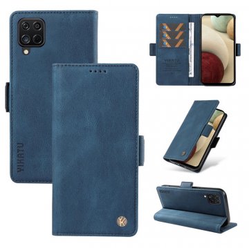 YIKATU Samsung Galaxy A12 5G Skin-touch Wallet Kickstand Case Blue