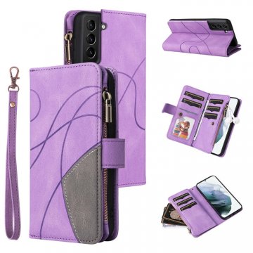 Samsung Galaxy S21 Plus Zipper Wallet Magnetic Stand Case Purple