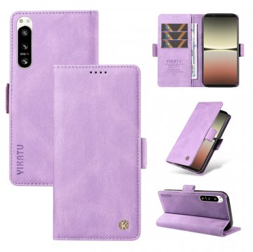 YIKATU Sony Xperia 5 IV Skin-touch Wallet Kickstand Case Purple