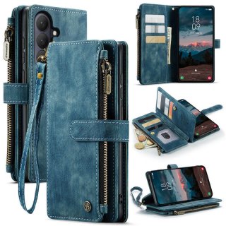 CaseMe Samsung Galaxy S26 Plus Wallet Kickstand Case with Wrist Strap Blue