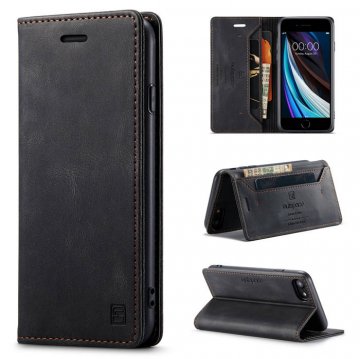 Autspace iPhone 7/8/SE 2020 Wallet Kickstand Magnetic Shockproof Case Black