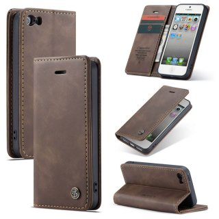 CaseMe iPhone SE/5S Retro Wallet Stand Magnetic Case Coffee