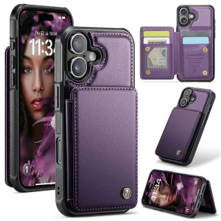 CaseMe iPhone 17 RFID Blocking Card Holder Case with Kickstand Purple