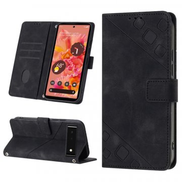 Skin-friendly Google Pixel 6 Wallet Stand Case with Wrist Strap Black