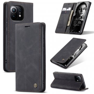 CaseMe Xiaomi Mi 11 Wallet Kickstand Magnetic Flip Case Black